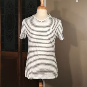 Express Slub Striped V-Neck Pocket Tee